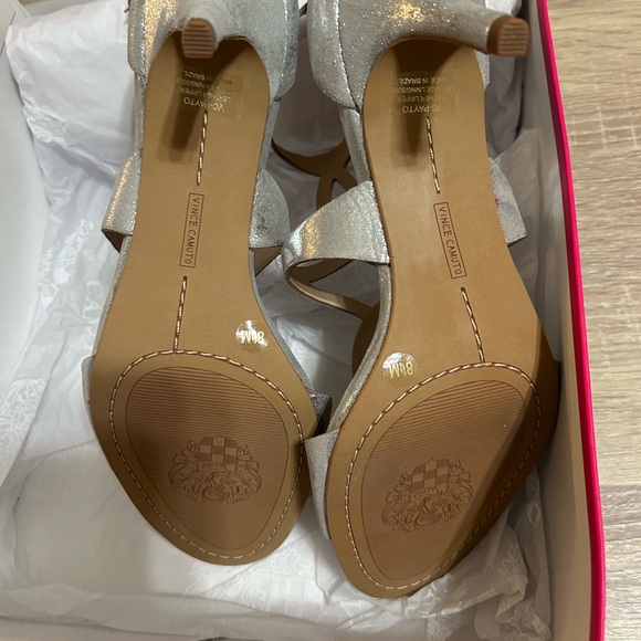Vince Camuto Metallic Silver Strappy Heels - Picture 6 of 6